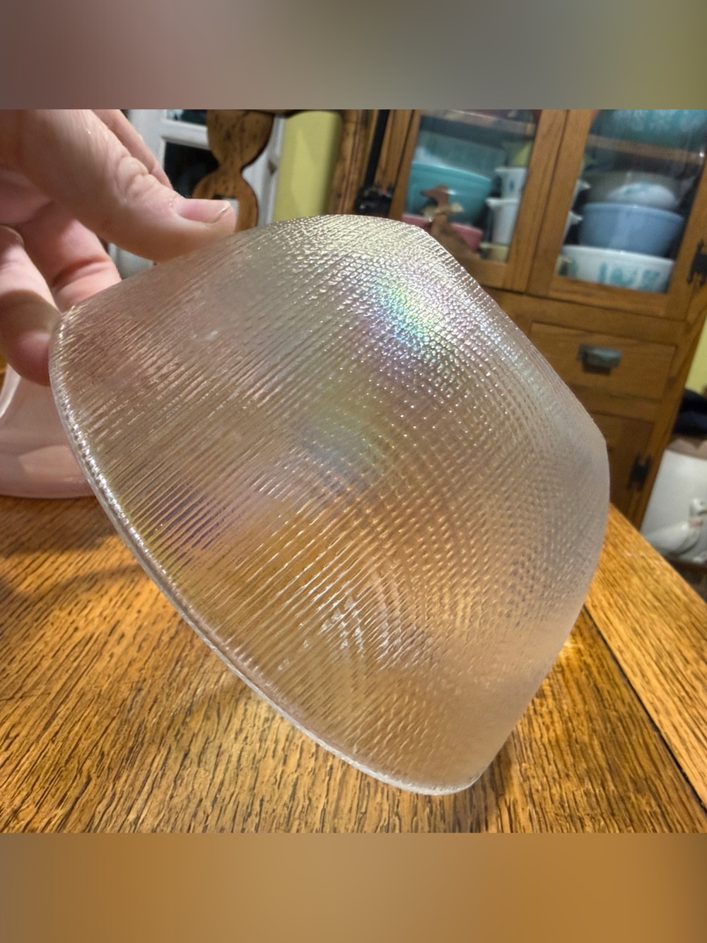Vintage Textured Iridescent Glass Bowl 6”